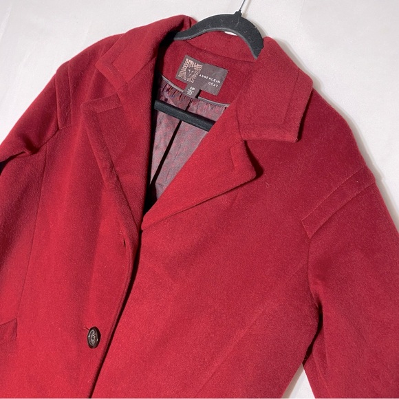 Anne Klein Red Wool Cashmere Blend 3 Button Overcoat S - Picture 8 of 16